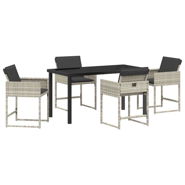 vidaXL Set da Pranzo per Giardino 5 pcs Grigio chiaro polyrattan