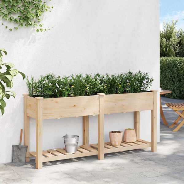 vidaXL Vaso da giardino con lo scaffale Beige 161 x 43 x 76,5 cm