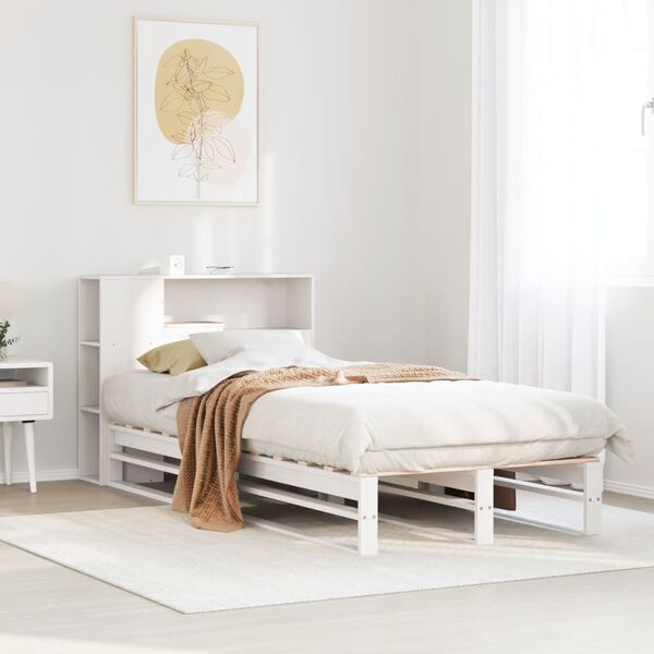 vidaXL Letto Libreria senza Materasso Bianco 90x190 cm Legno Massello