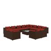 vidaXL Set Divani da Giardino 13 pz con Cuscini in Polyrattan Marrone