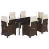 vidaXL Set da Pranzo da Giardino 7pz con Cuscini in Polyrattan Marrone