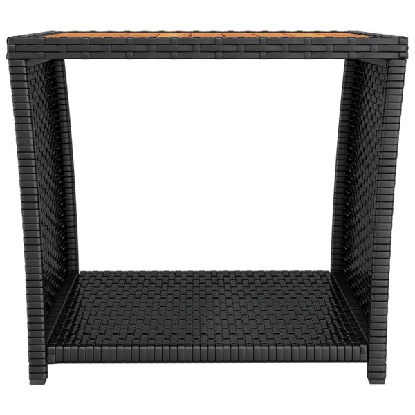 vidaXL Tavolino con Piano Legno Nero Polyrattan Legno Massello Acacia