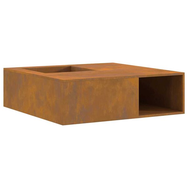 vidaXL Focolare Marrone 100 x 100 x 30 cm acciaio corten