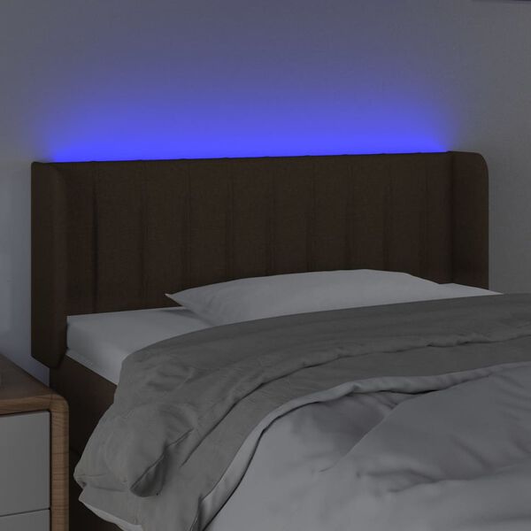 vidaXL Testiera a LED Marrone Scuro 83x16x78/88 cm in Tessuto