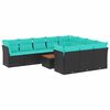 vidaXL Set Divani da Giardino 11 pz con Cuscini in Polyrattan Nero
