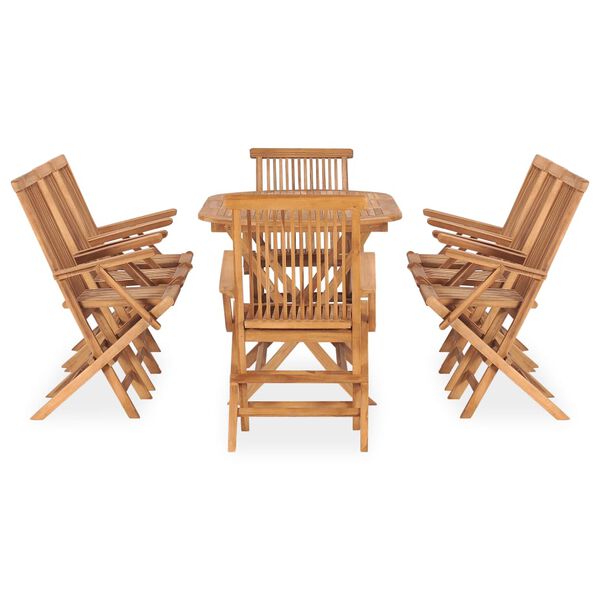 vidaXL Set da Pranzo da Giardino 9 pz Pieghevole in Massello di Teak