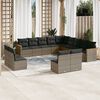 vidaXL Set Divani da Giardino 13 pz con Cuscini Grigio in Polyrattan