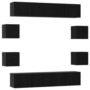 vidaXL Set mobile TV 8 pz Rovere Nero Legno ingegnerizzato
