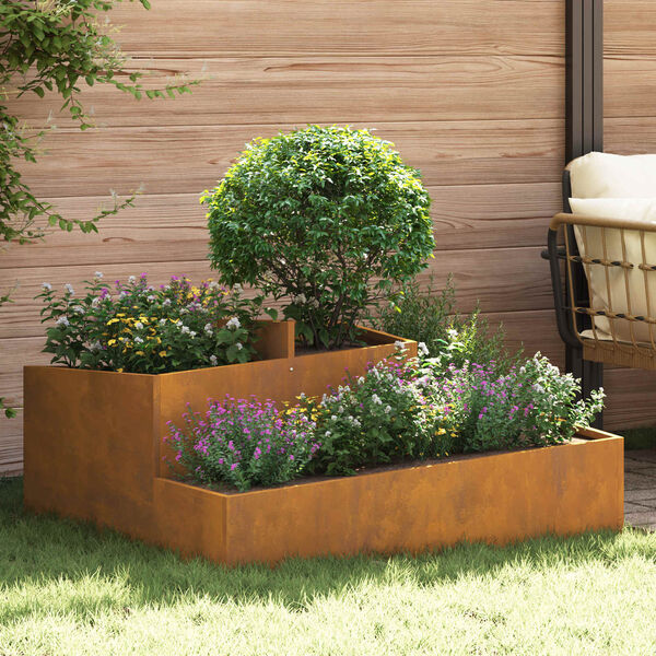 vidaXL Vaso da giardino Marrone 100 x 100 x 50 cm Acciaio CorTen