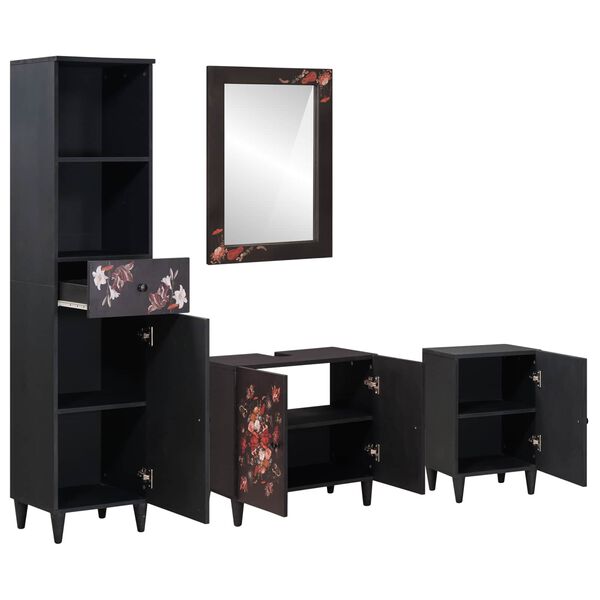 vidaXL Set di Armadi da Bagno con porta 4 pcs Legno di mango massello