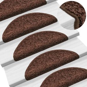 vidaXL Tappetini per scale 15 pz 56x17x3 cm Marrone Semicircolari