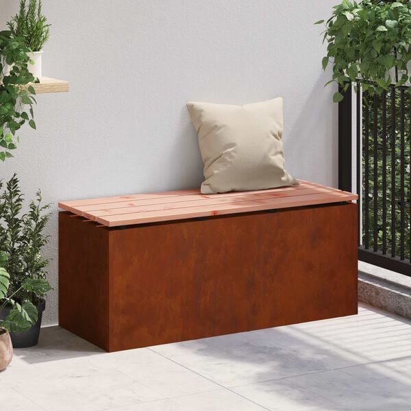 vidaXL Panchina da giardino Ruggine 100 x 40 x 43 cm acciaio corten