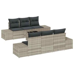 vidaXL Set Divano da Giardino 7 pcs Grigio chiaro polyrattan