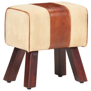 vidaXL Panca da Palestra 38 cm Vera Pelle Marrone e Massello di Mango