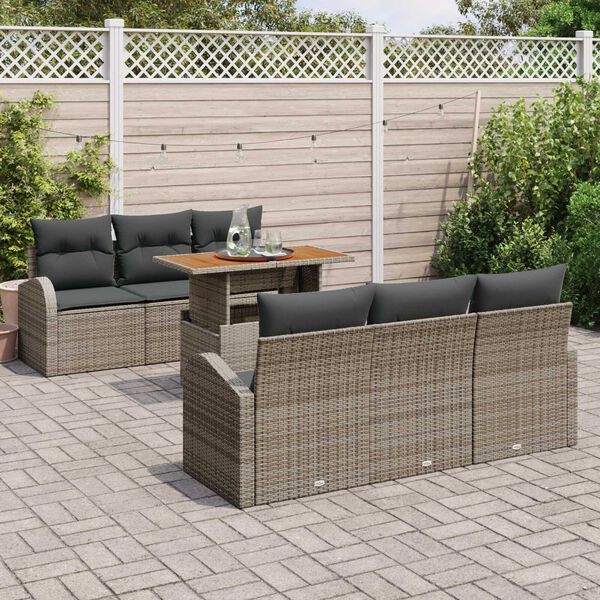 vidaXL Set Divano da Giardino con cuscino 7 pcs Grigio