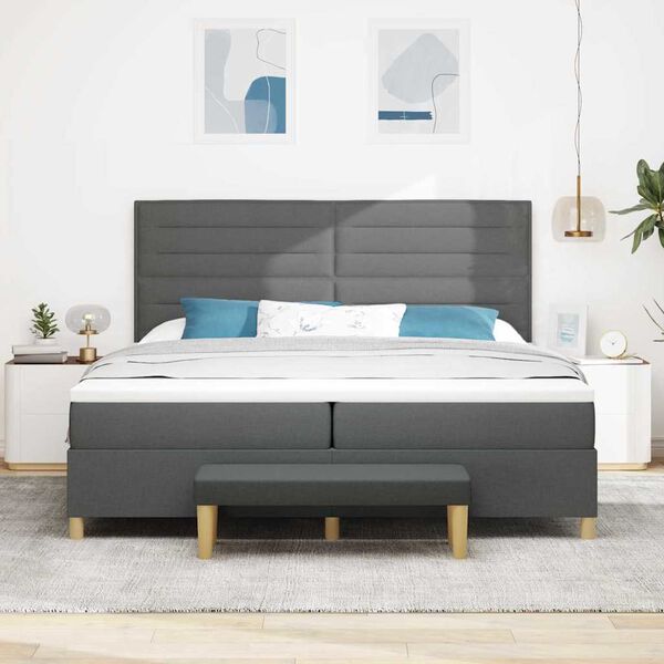 vidaXL Letto a molle con materasso Grigio scuro 200 x 200 cm Tessuto