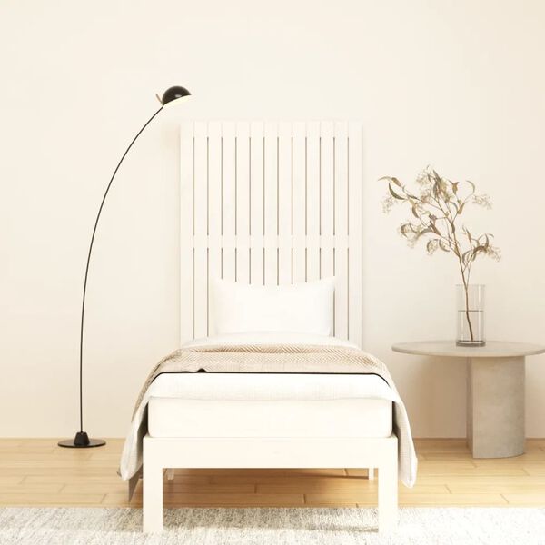 vidaXL Testiera da Parete Bianca 82,5x3x110 cm Legno Massello di Pino