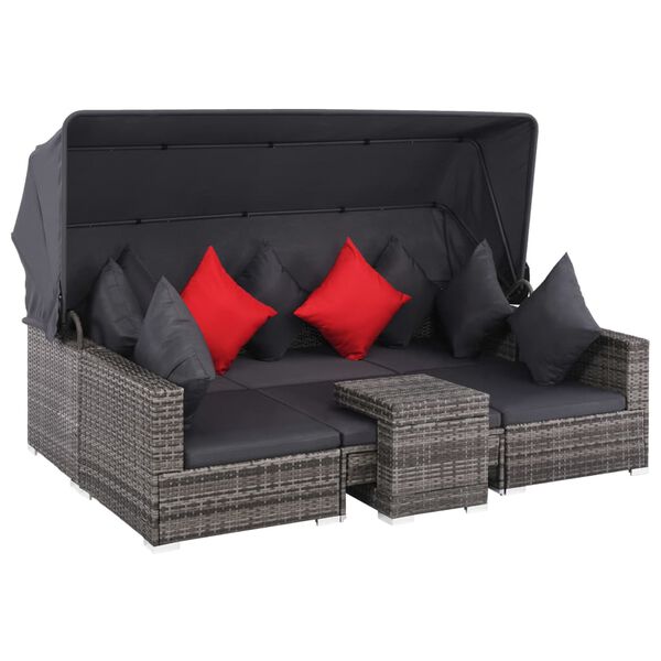 vidaXL Set Divani da Giardino 7 pz con Cuscini in Polyrattan Grigio