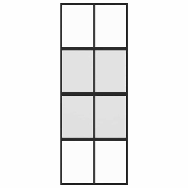 vidaXL Porta Scorrevole Nera 76x205 cm in Vetro Temperato e Alluminio