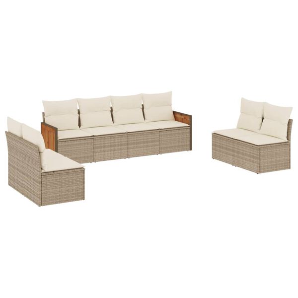 vidaXL Set Divano da Giardino 8 pz con Cuscini Beige in Polyrattan