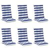 vidaXL Cuscino da Esterno 6 pcs Blu e Bianco 120 x 50 x 7 cm Tessuto