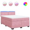 vidaXL Giroletto a Molle con Materasso Rosa 160x200 cm in Velluto