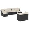 vidaXL Set Divani da Giardino 9 pz con Cuscini Nero in Polyrattan