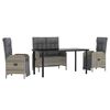 vidaXL Set da Pranzo da Giardino 4 pz con Cuscini in Polyrattan Grigio