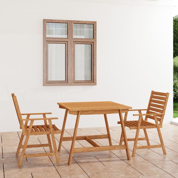 vidaXL Set da Pranzo da Giardino 3 pz in Legno Massello di Acacia