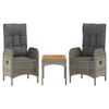 vidaXL Set Divani da Giardino 3 pz con Cuscini in Polyrattan Grigio