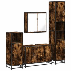 vidaXL Set Mobili da Bagno 4 pz Rovere Fumo in Legno Multistrato