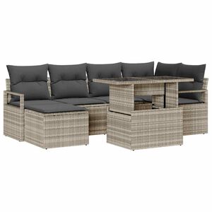 vidaXL Set Divano da Giardino 7 pcs Grigio chiaro Poly Rattan