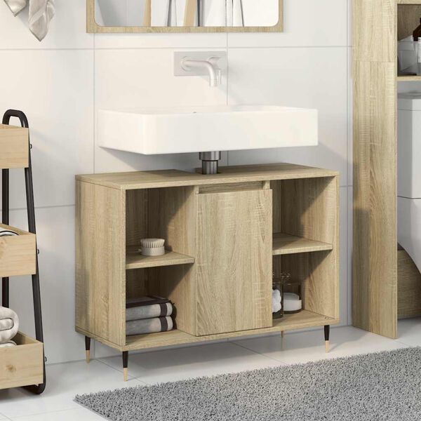 vidaXL Mobile da Bagno Rovere Sonoma 80x33x60 cm in Legno Multistrato