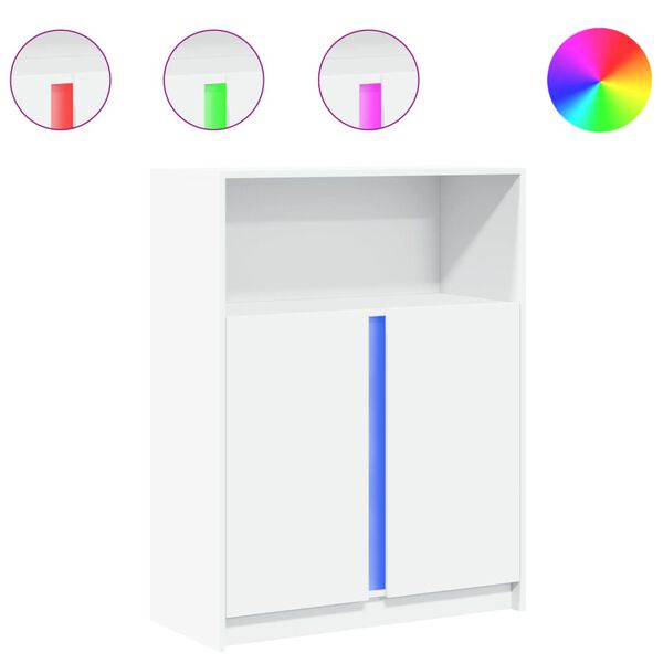 vidaXL Credenza con LED Bianca 77x34x100 cm in Legno Multistrato