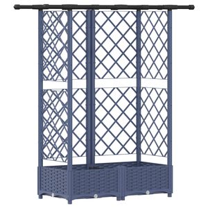 vidaXL Letto Rialzato con Griglia e Tetto Grigio 124 x 40 x 121 cm PP