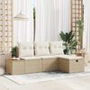 vidaXL Set Divano da Giardino con cuscino 4 pcs Beige polyrattan