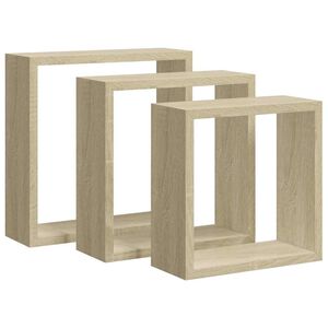 vidaXL Mensole a Cubo da Parete 3 pz Rovere Sonoma