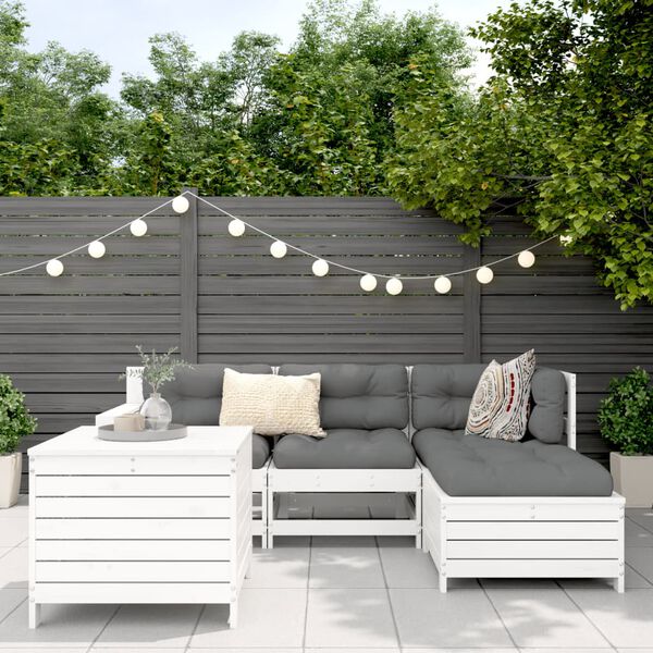 vidaXL Set Salotto da Giardino 5 pz Bianco in Legno Massello di Pino