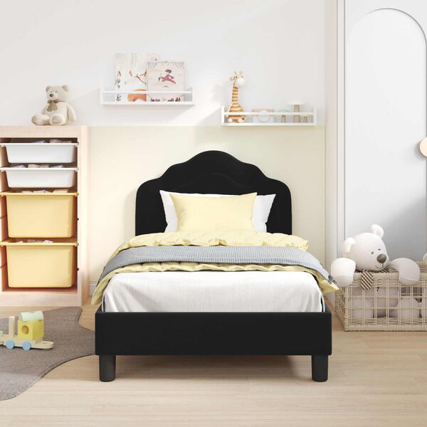 vidaXL Struttura letto bambini con testata Nero 80 x 160 cm Velluto