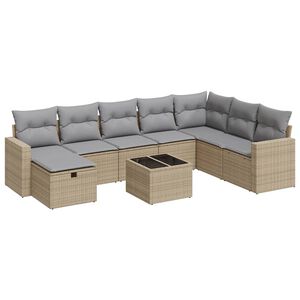 vidaXL Set Divano da Giardino 8 pz con Cuscini Beige in Polyrattan