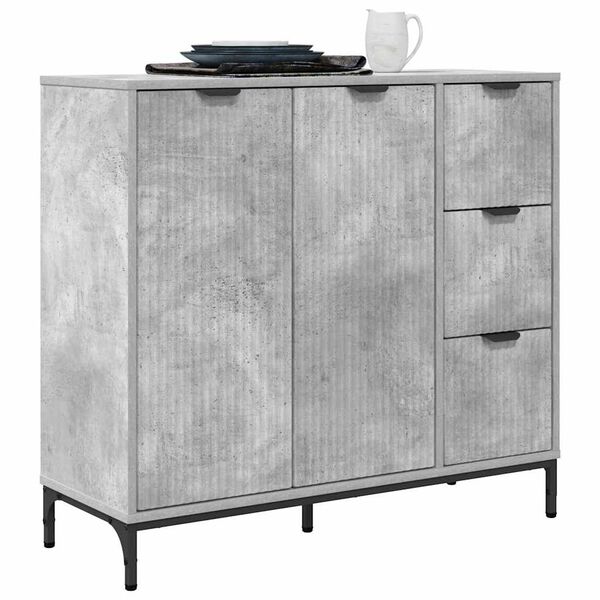 vidaXL Credenza Grigio cemento 89,5 x 33 x 82 cm Legno multistrato