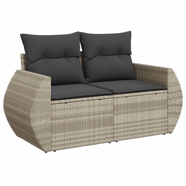vidaXL Set Divani da Giardino 7pz con Cuscini Grigio Chiaro Polyrattan