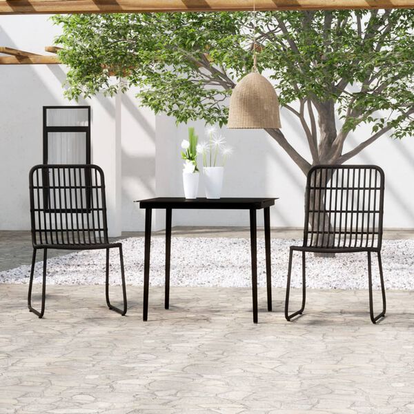 vidaXL Set da Pranzo da Giardino 3 pz Nero