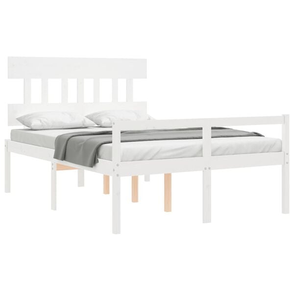 vidaXL Letto per Anziani con Testiera Bianco 140x190 cm Legno Massello