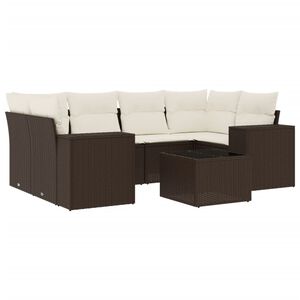 vidaXL Set Divani da Giardino 7 pz con Cuscini Marrone in Polyrattan