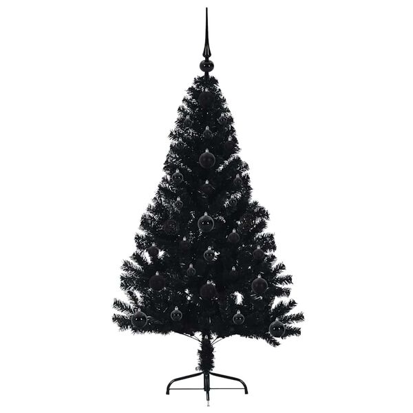 vidaXL Albero di Natale artificiale con luci integrate Nero 120 cm PVC