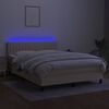 vidaXL Letto a Molle con Materasso e LED Crema 140x190 cm in Tessuto