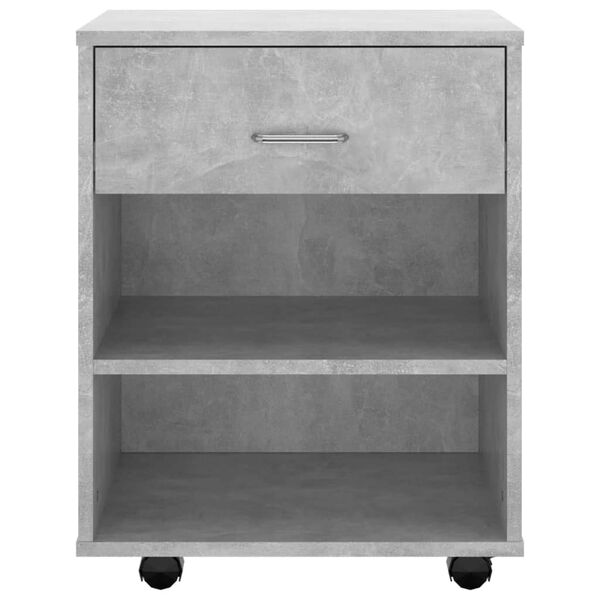 vidaXL Mobiletto con Ruote Grigio Cemento 46x36x59cm Legno Multistrato