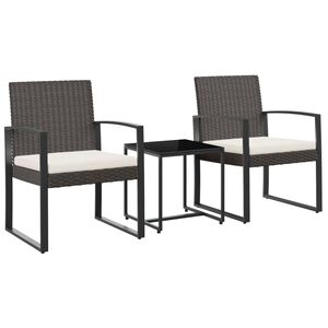 vidaXL Set da Pranzo da Giardino 3 pz con Cuscini in PP Rattan Marrone