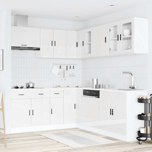 vidaXL Set Mobili da Cucina 11 pz Porto Bianchi Lucido in Truciolato